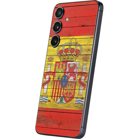 Spain Flag Dark Wood Galaxy S25 Skin